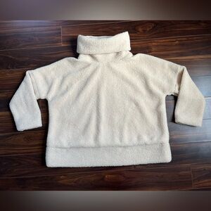 Tuckernuck Rollins Funnel Neck Pullover Teddy Fleece Sweater, Ivory/Cream, M